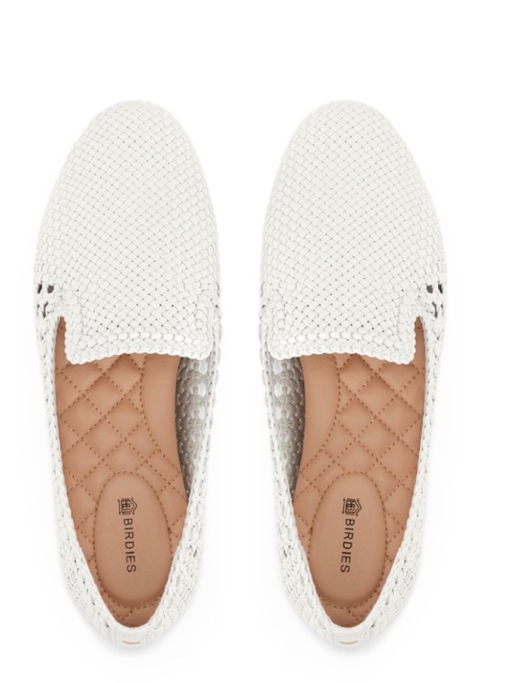 Birdies The Starling White Woven Vegan Leather Flats Sz 7.5